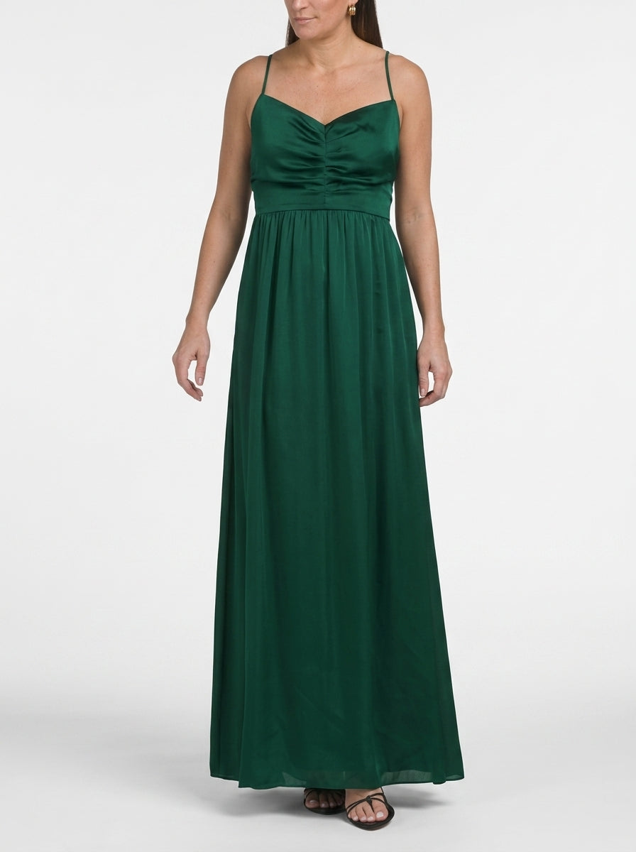 Graceful Satin A-Line Sweetheart Spaghetti Strap Smocked Back Floor-Length Evening Dresses