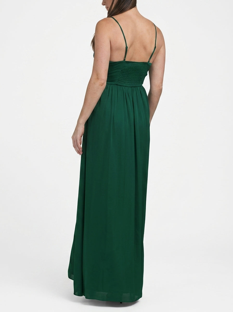 Graceful Satin A-Line Sweetheart Spaghetti Strap Smocked Back Floor-Length Evening Dresses