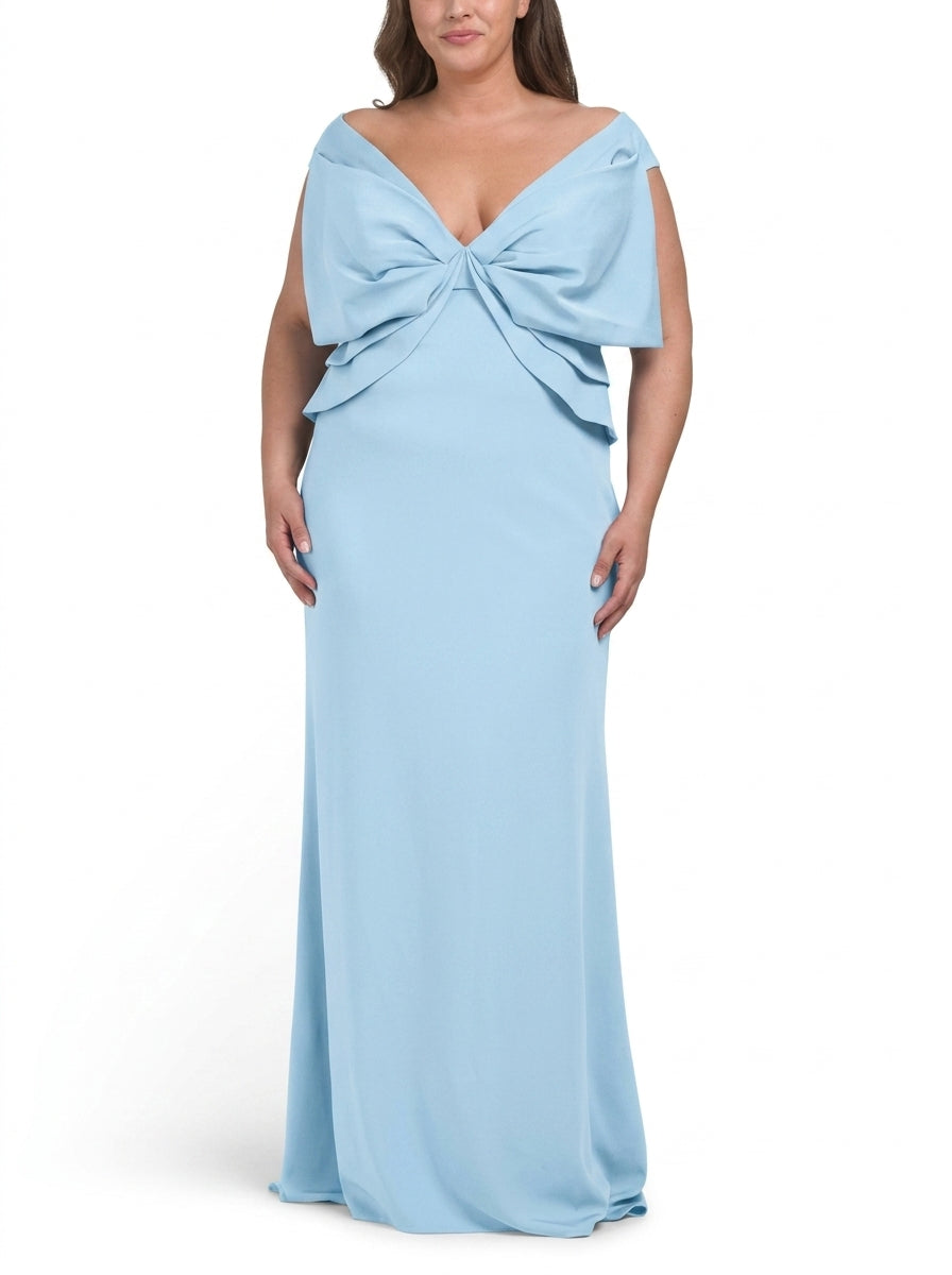 Graceful Satin Sheath Off-Shoulder Sweetheart Cap Sleeve V-Back Floor-Length Evening Dresses