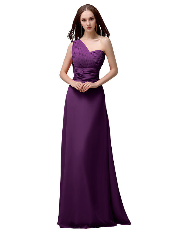 Vestidos de dama de honor únicos, sin mangas, con un solo hombro, sin tirantes, corte A y largo hasta el suelo