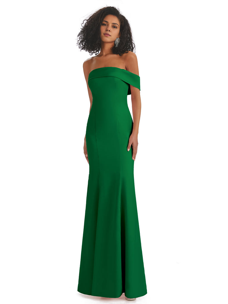 Vestidos de dama de honor de sirena con abertura lateral, sin mangas, de satén suave y sexy, únicos, de un solo hombro