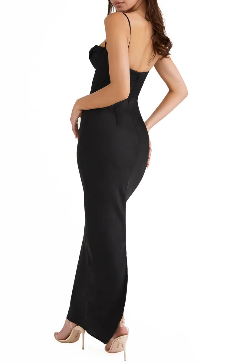 Noble and elegant thin shoulder straps off the shoulder tight corset off the back prom dress