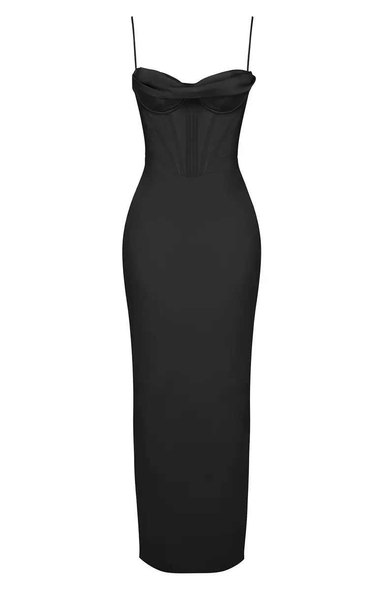 Noble and elegant thin shoulder straps off the shoulder tight corset off the back prom dress