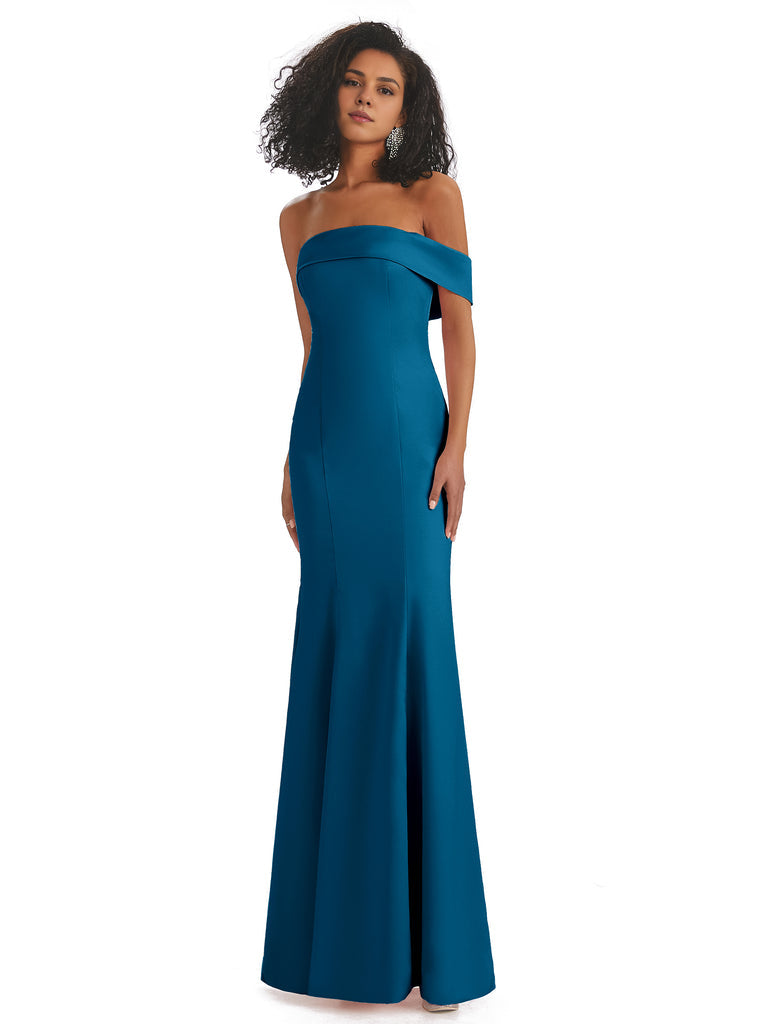 Vestidos de dama de honor de sirena con abertura lateral, sin mangas, de satén suave y sexy, únicos, de un solo hombro