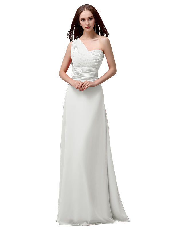 Vestidos de dama de honor únicos, sin mangas, con un solo hombro, sin tirantes, corte A y largo hasta el suelo