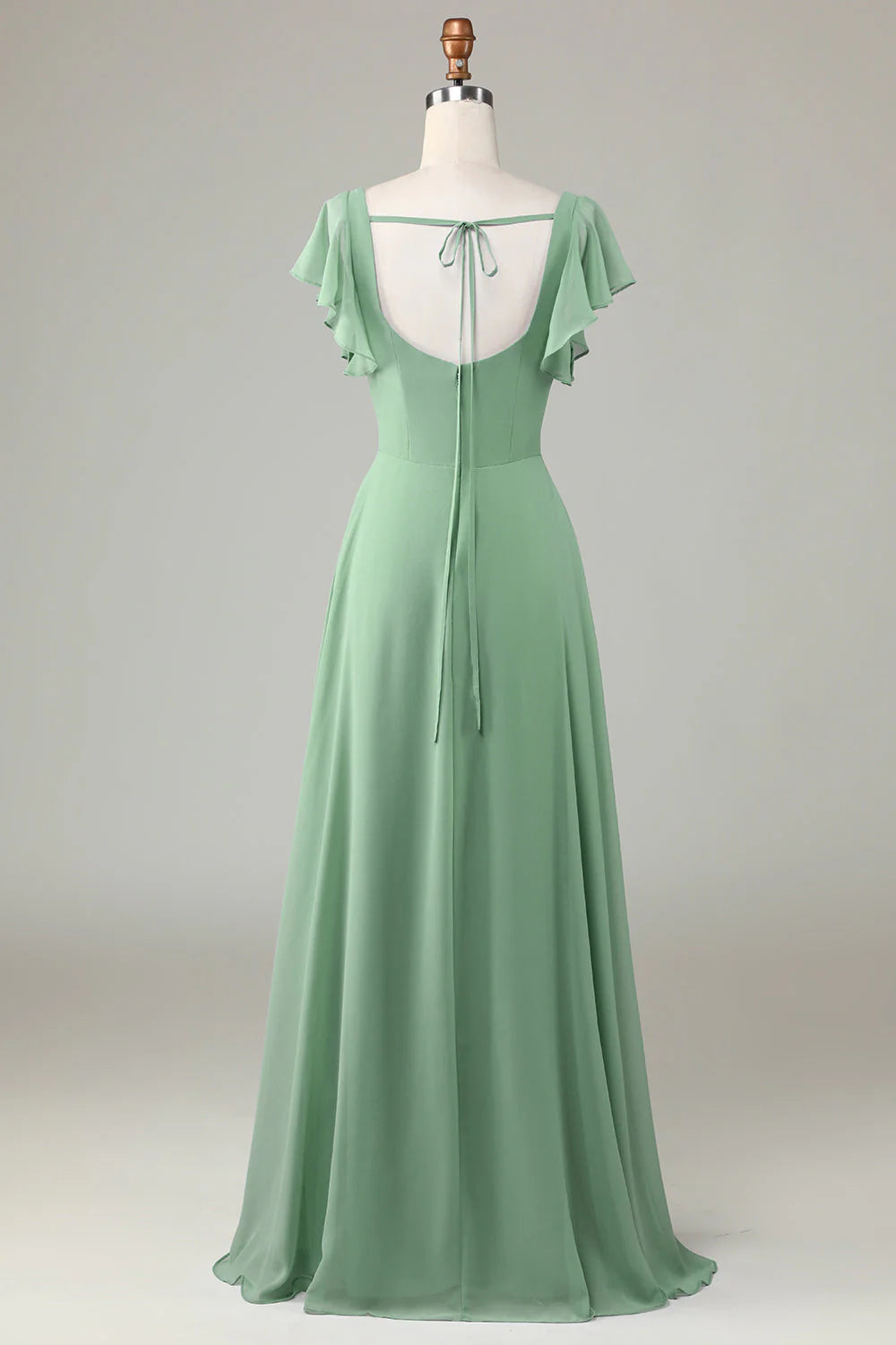 Flutter Sleeves A-Line Chiffon Floor-Length Bridesmaid Dress