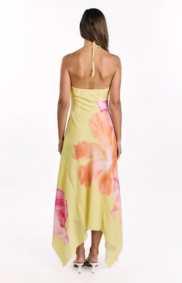 Keyhole Neckline Sleeveless Formal Dress with Asymmetrical Hem