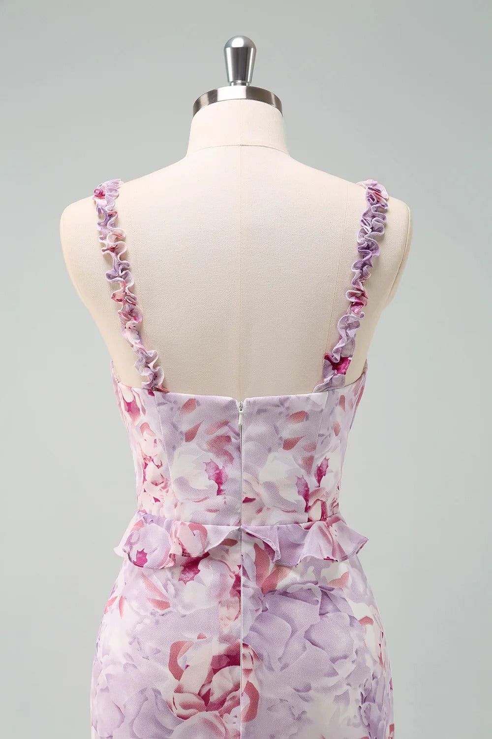 Lavender Floral Ruffled Maxi Dress with Tiered Skirt