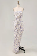White Chiffon A-Line Floor-Length Bridesmaid Dress with Straight Neck & Cascading Ruffles