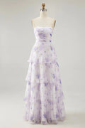 Lavender Chiffon A-Line Floor-Length Bridesmaid Dress
