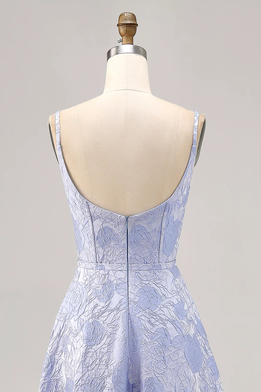 Lavender Rose Jacquard Spaghetti Strap A-Line Maxi Dress