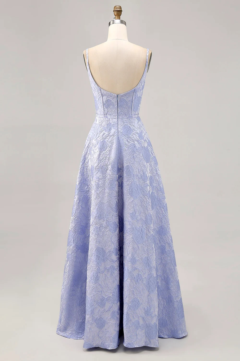 Lavender Rose Jacquard Spaghetti Strap A-Line Maxi Dress