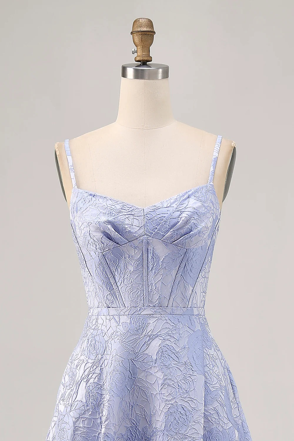 Lavender Rose Jacquard Spaghetti Strap A-Line Maxi Dress
