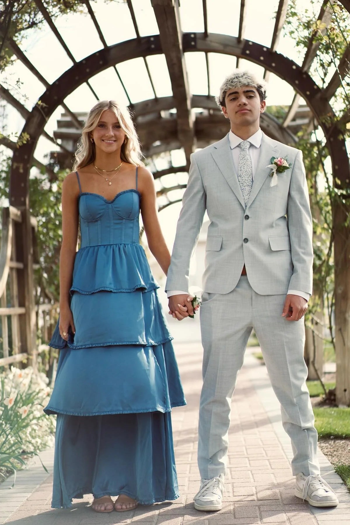 Dusty Blue Tiered Chiffon A-Line Bridesmaid Dress