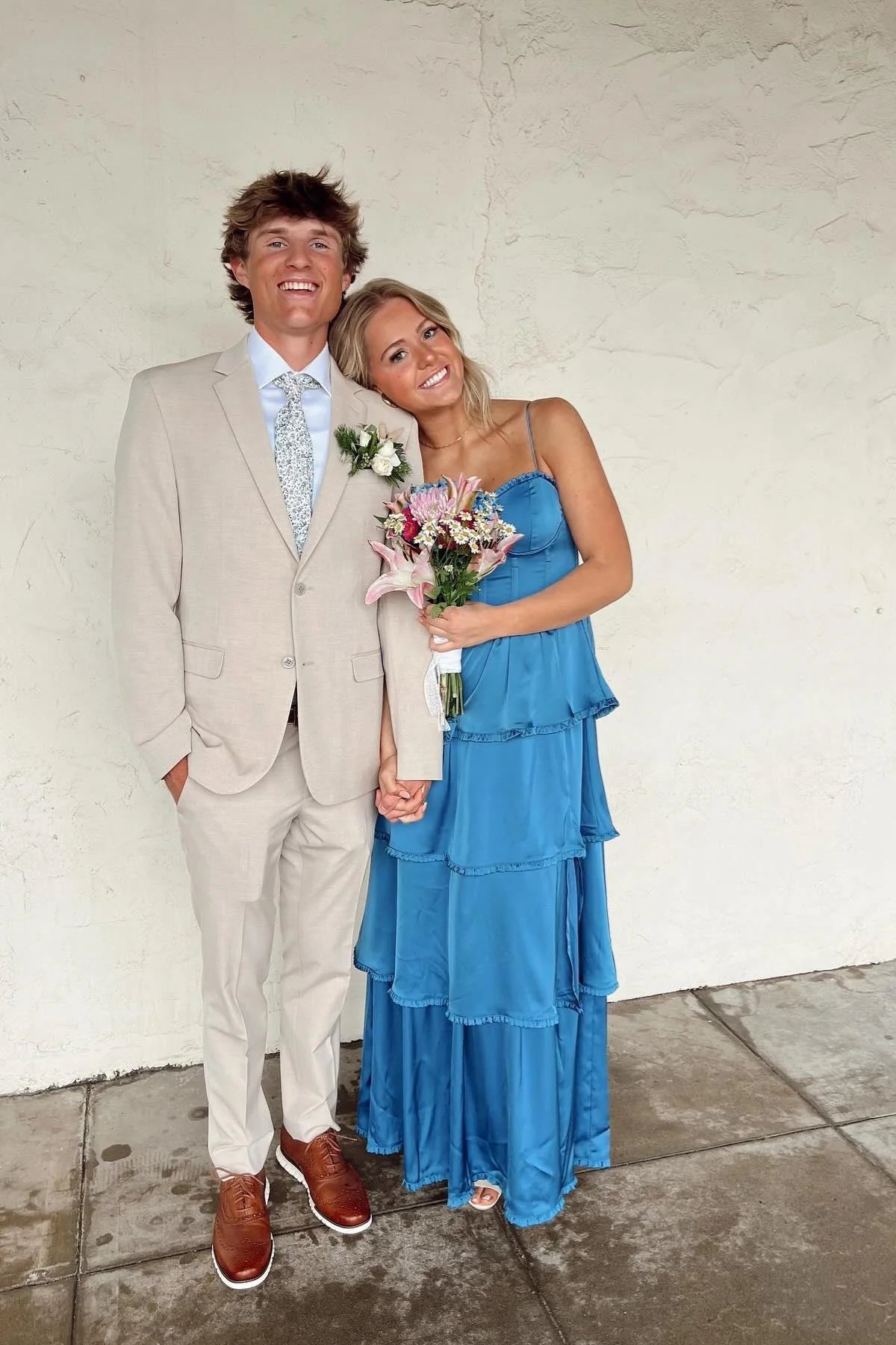 Dusty Blue Tiered Chiffon A-Line Bridesmaid Dress