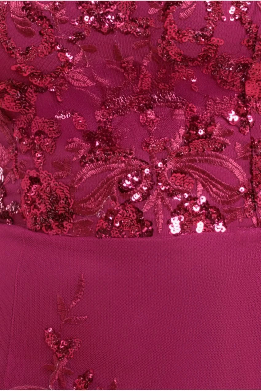 Mulberry Sequin Off-the-Shoulder A-Line High-Low Dress for Mother of the Bride & Wedding Guests