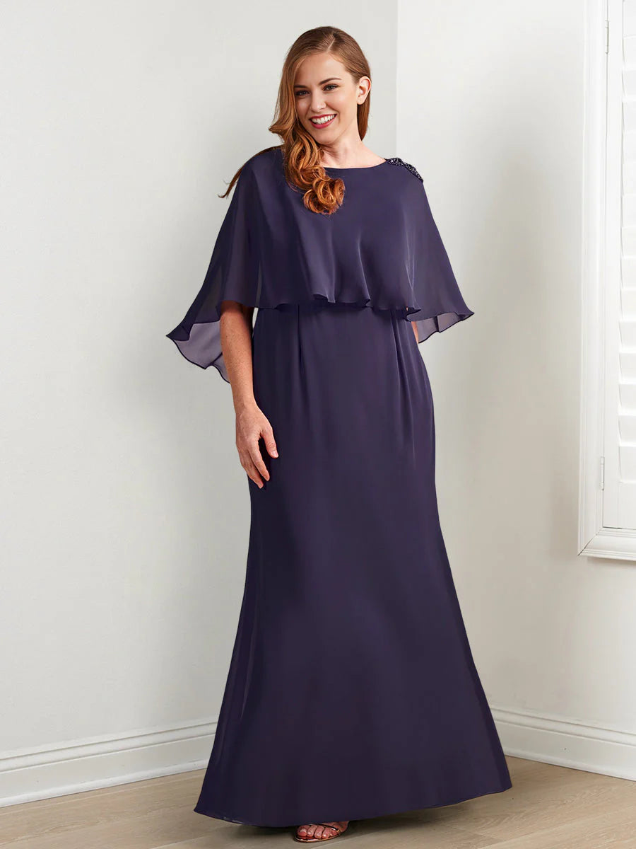 Vestido de madre de la novia de estilo columna/ceñido con cuentas