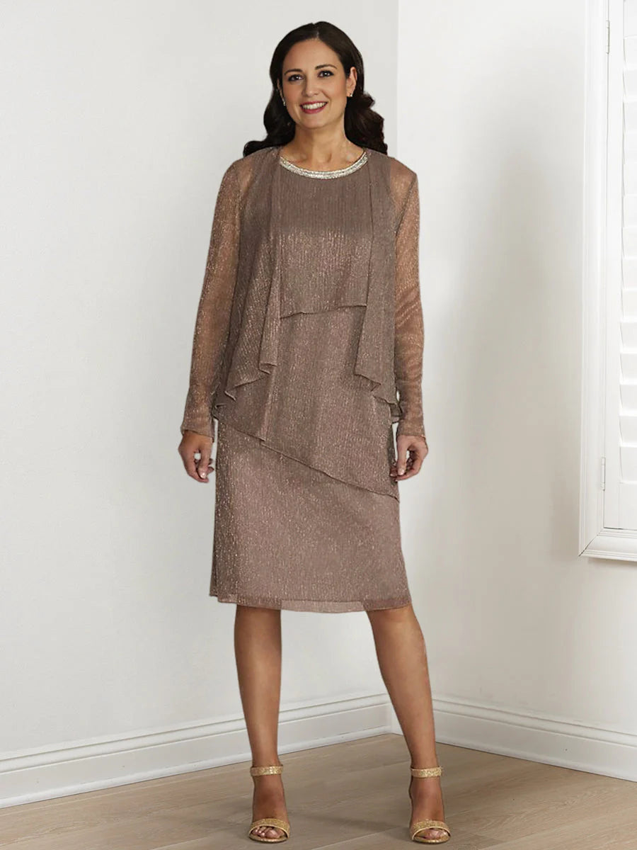 Vestidos de madre de la novia ajustados/de pierna recta con lentejuelas y chaqueta