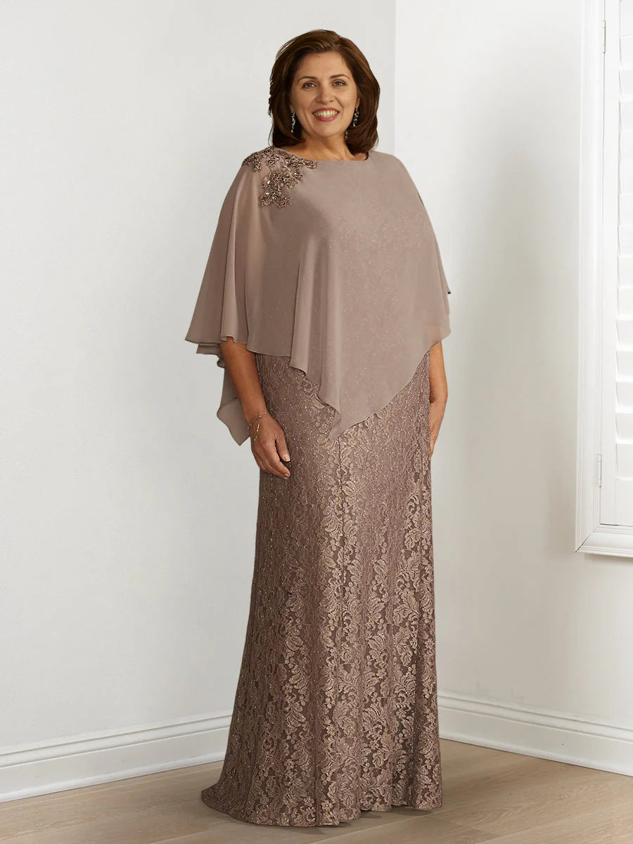 Vestidos de madre de la novia de corte A/princesa con calcomanías y falda envolvente