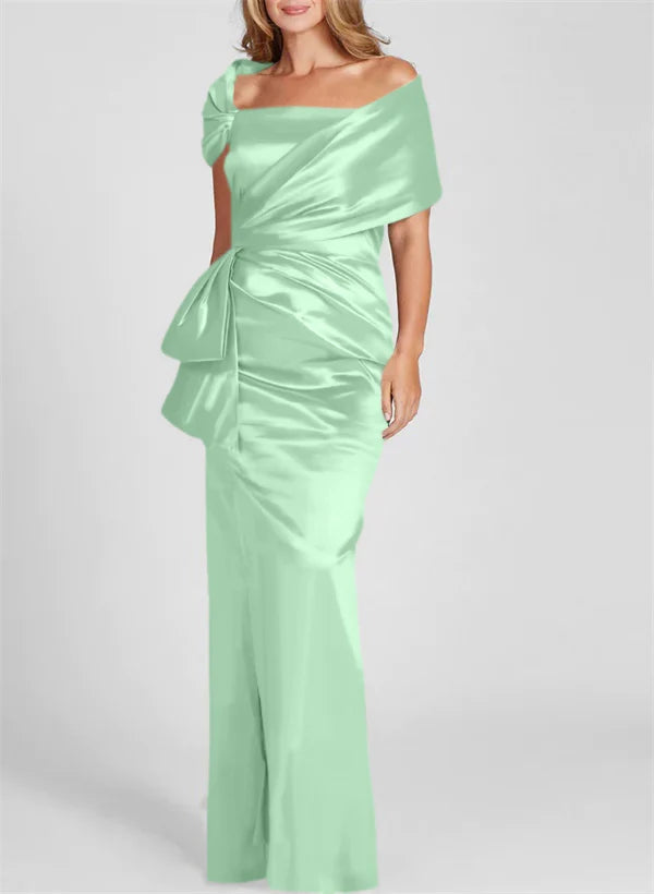 Vestidos para madre de la novia ajustados/columna con hombros descubiertos hasta el suelo