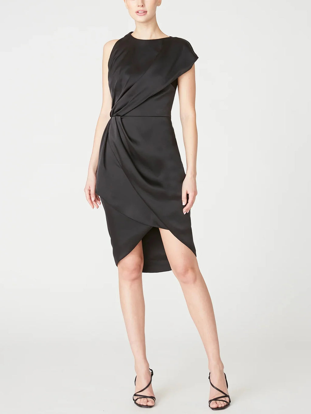 Vestidos para madre de la novia de corte A/princesa con borde con volantes, corte bajo, redondo, sin mangas, hasta la rodilla
