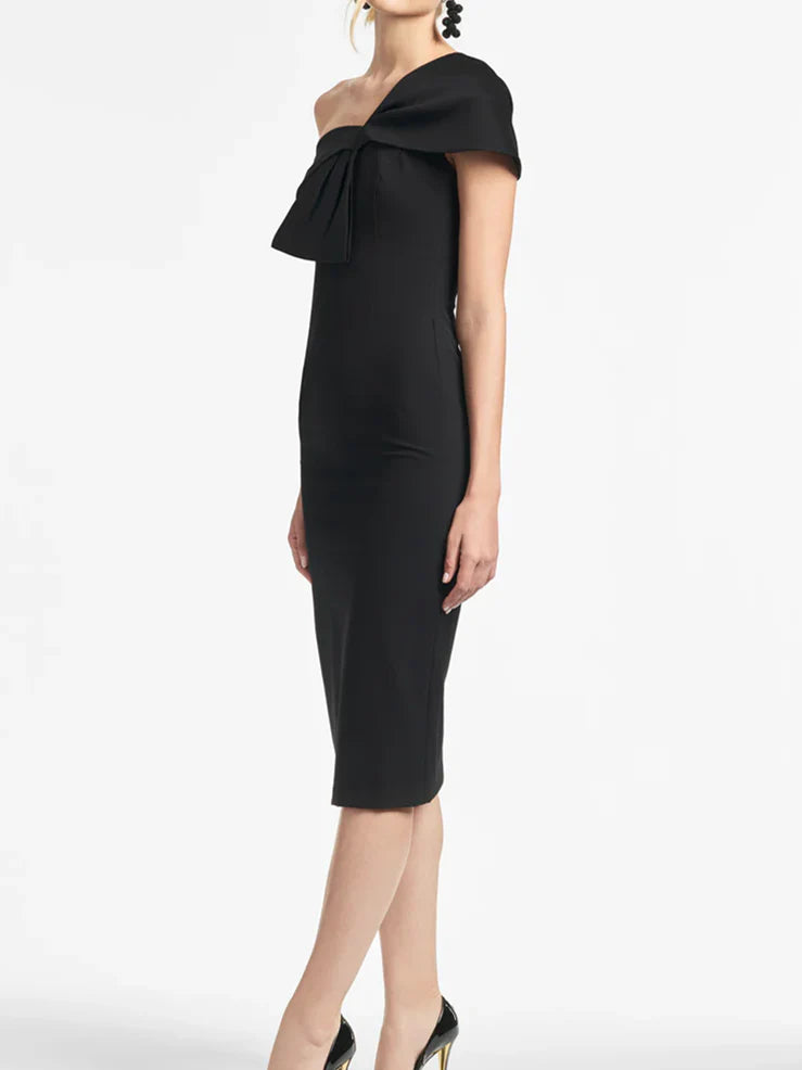 Slim fit/column style one shoulder tea length mother of the bride dresses