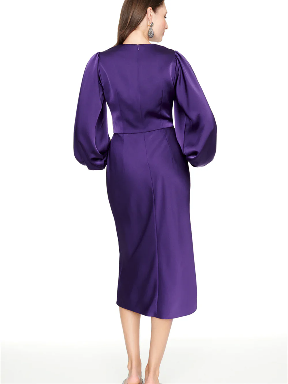 Slim fit/cylindrical V-neck tea length mother of the bride dresses