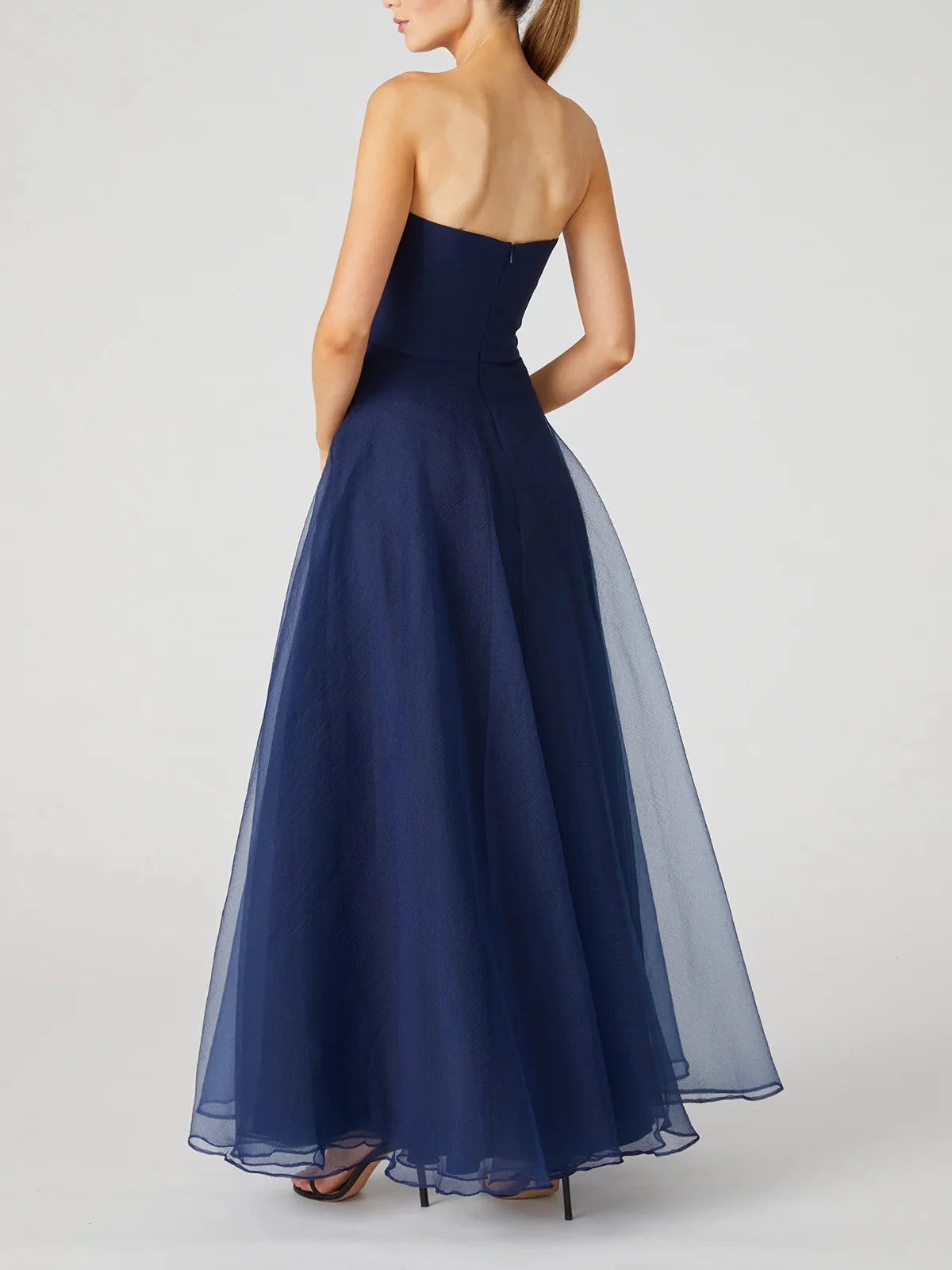 Dark Navy Chiffon A-Line Floor-Length Bridesmaid Dress
