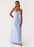 Sky Blue Crepe A-Line Floor-Length Bridesmaid Dress