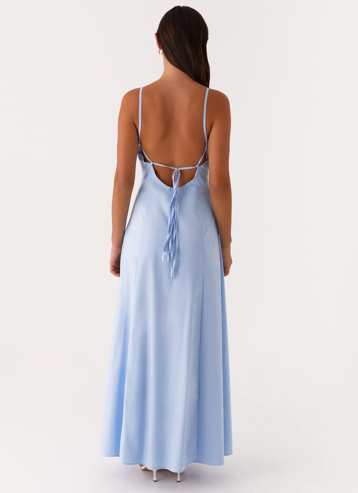 Sky Blue Crepe A-Line Floor-Length Bridesmaid Dress