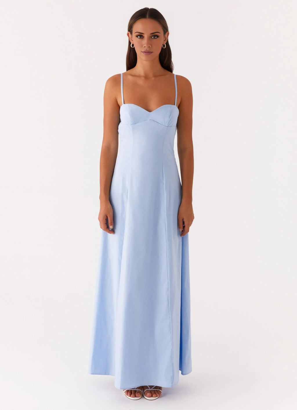Sky Blue Crepe A-Line Floor-Length Bridesmaid Dress