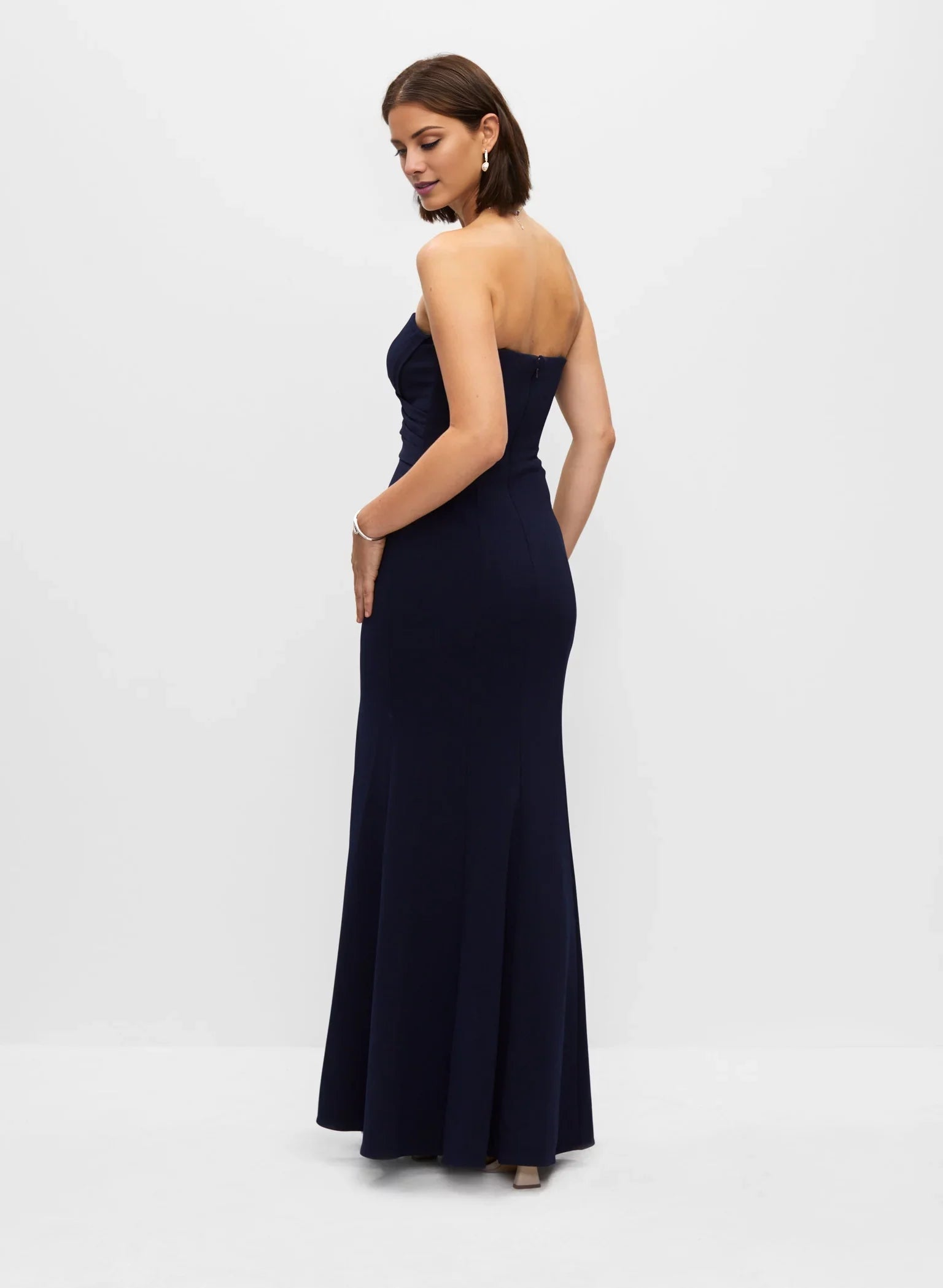 Modern Off the Shoulder Neck Strapless Ruched Side-Slit Mermaid Floor-Length Evening Dress