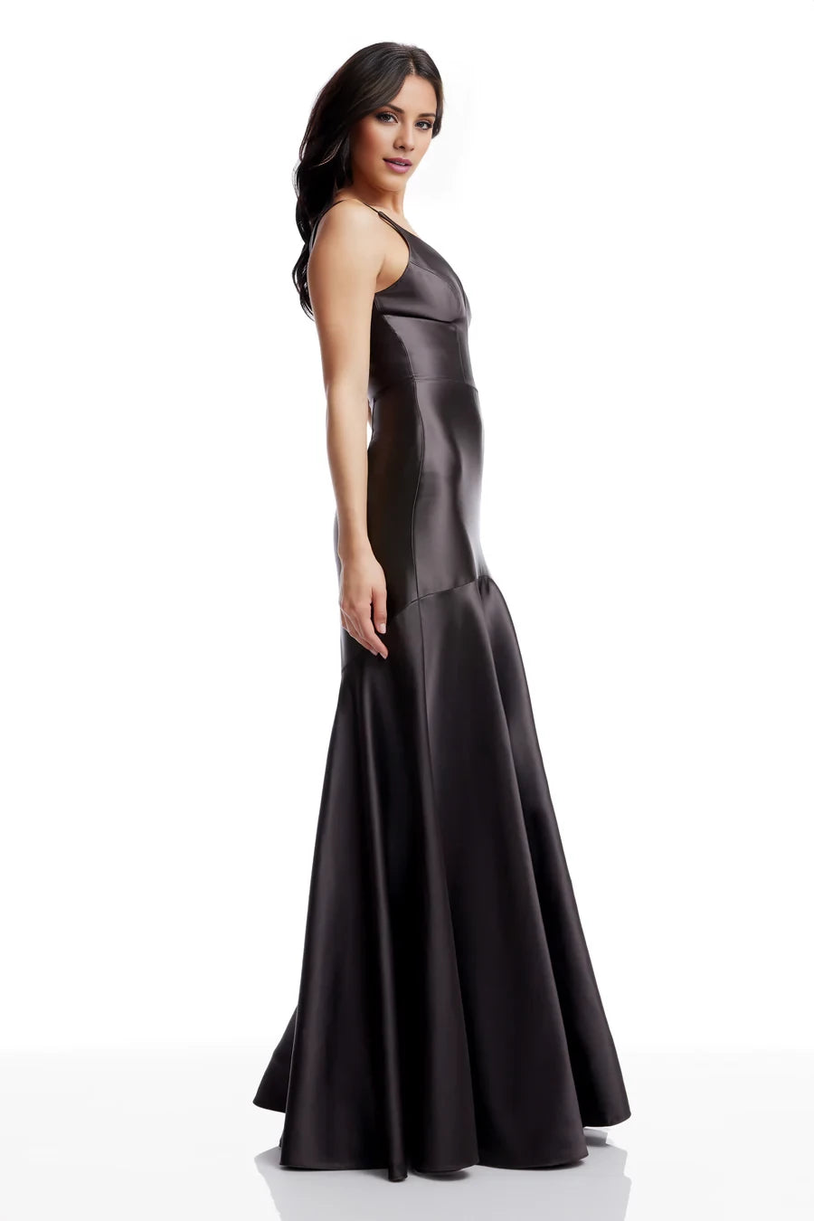 Modern V-Neck Sleeveless Back Zip Satin Mermaid Floor-Length Evening Dress