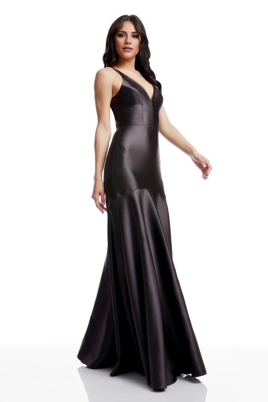 Modern V-Neck Sleeveless Back Zip Satin Mermaid Floor-Length Evening Dress