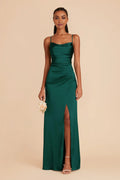 Emerald Cowl Neck Satin Sheath/column Floor-Length Bridesmaid Dress