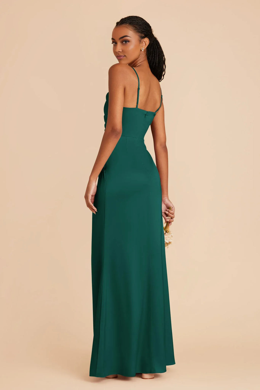 Emerald Cowl Neck Satin Sheath/column Floor-Length Bridesmaid Dress