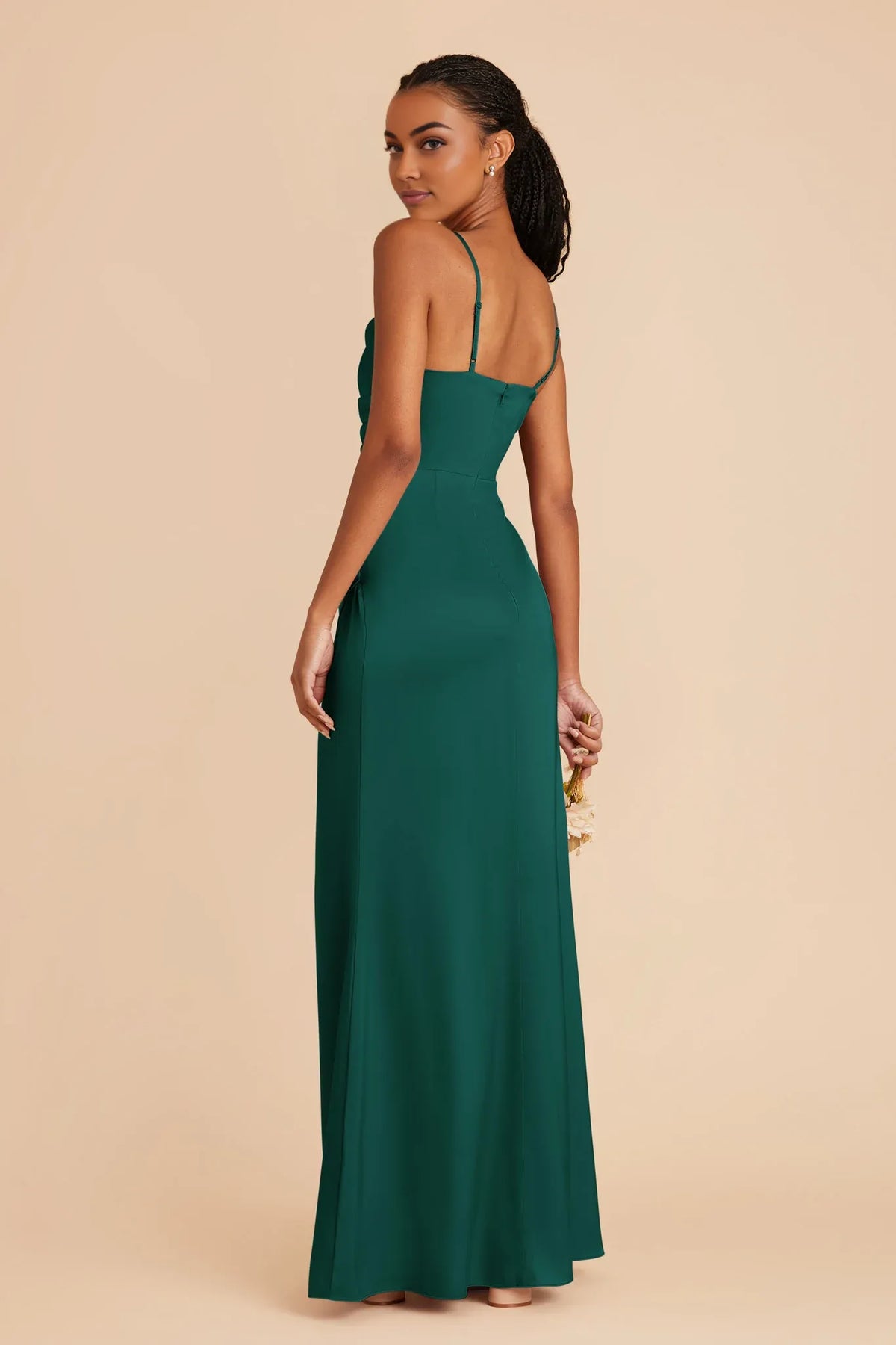 Emerald Cowl Neck Satin Sheath/column Floor-Length Bridesmaid Dress