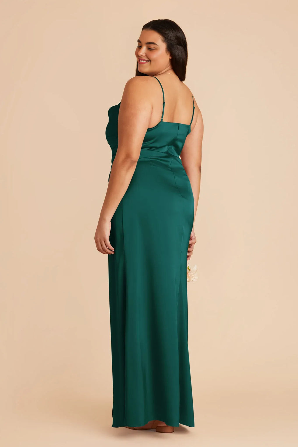 Emerald Cowl Neck Satin Sheath/column Floor-Length Bridesmaid Dress