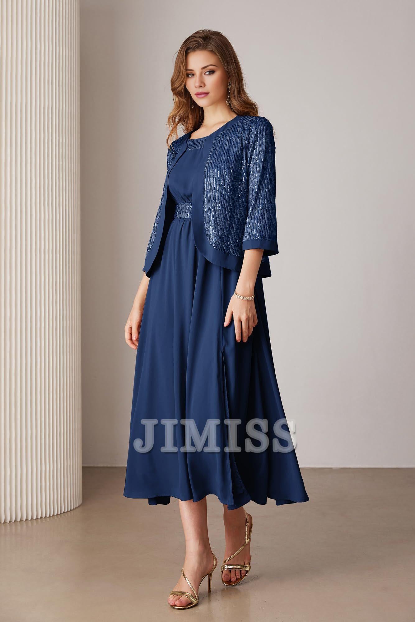 Sequined mother of the bride dresses wedding party cocktail party dress two-piece sequined dress set