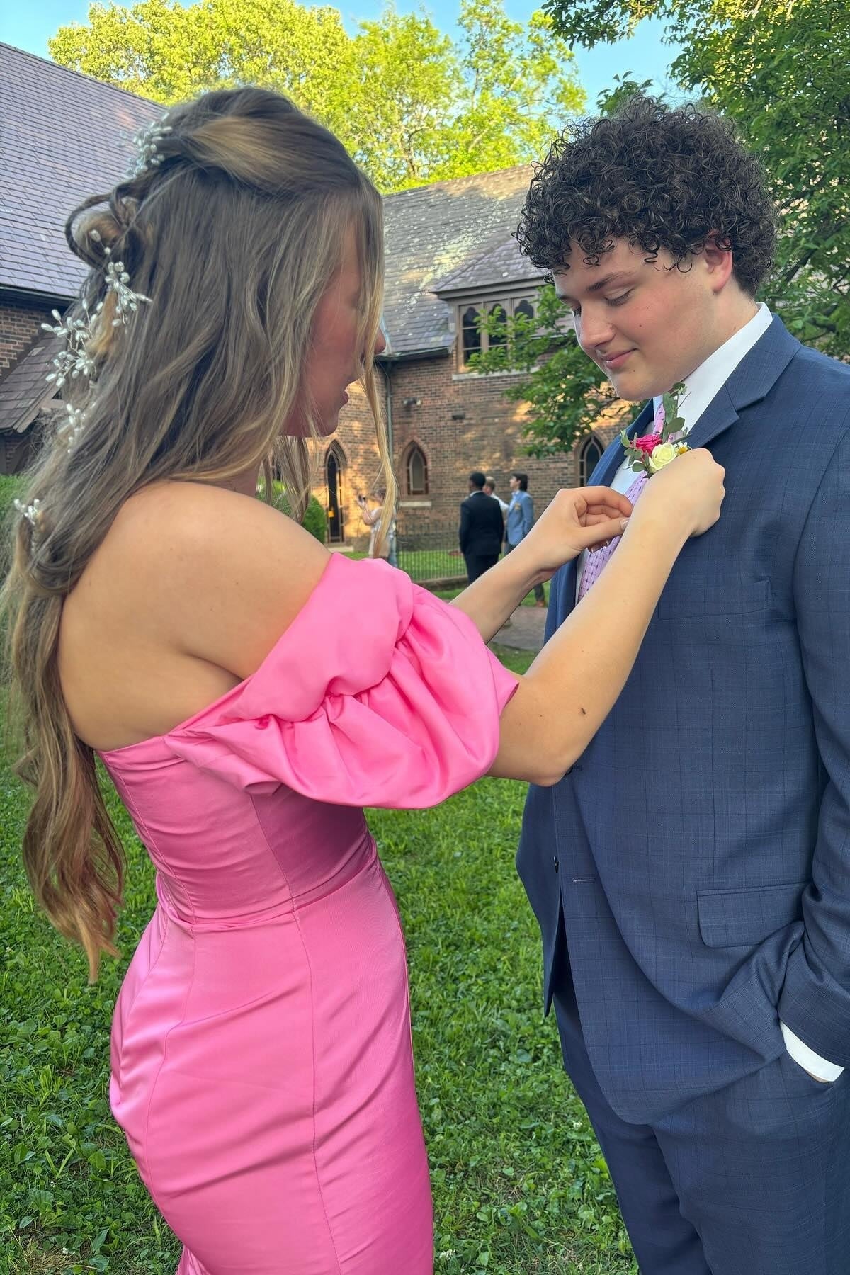 Off Shoulder Puff Sleeve Satin Mermaid Prom Dress Square Neck Sweep Train Formal Evening Party Gown