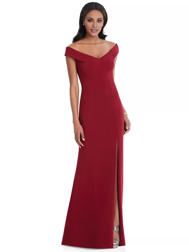 Vestido de fiesta largo hasta el suelo, sin mangas, con cuello descubierto y espalda descubierta, abertura lateral 