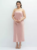 Vestido de fiesta de talla grande, largo hasta el suelo, sin mangas, sin tirantes, con cuello al descubierto y espalda descubierta