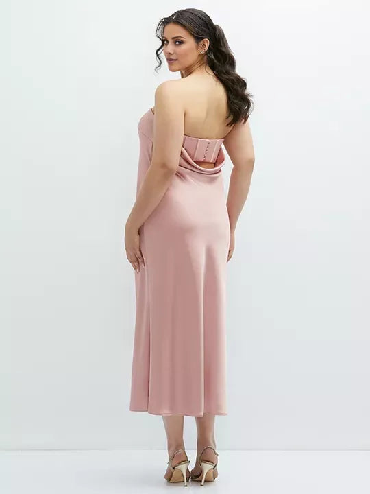 Vestido de fiesta de talla grande, largo hasta el suelo, sin mangas, sin tirantes, con cuello al descubierto y espalda descubierta