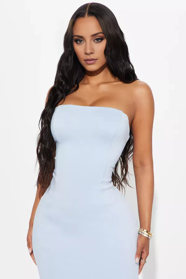 Off shoulder collar sleeveless strapless backless mermaid and floor length evening dress