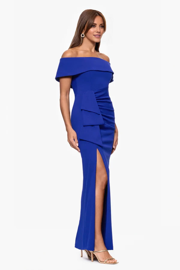 Royal Blue Off-the-Shoulder Sheath/column Floor-Length Evening Dress