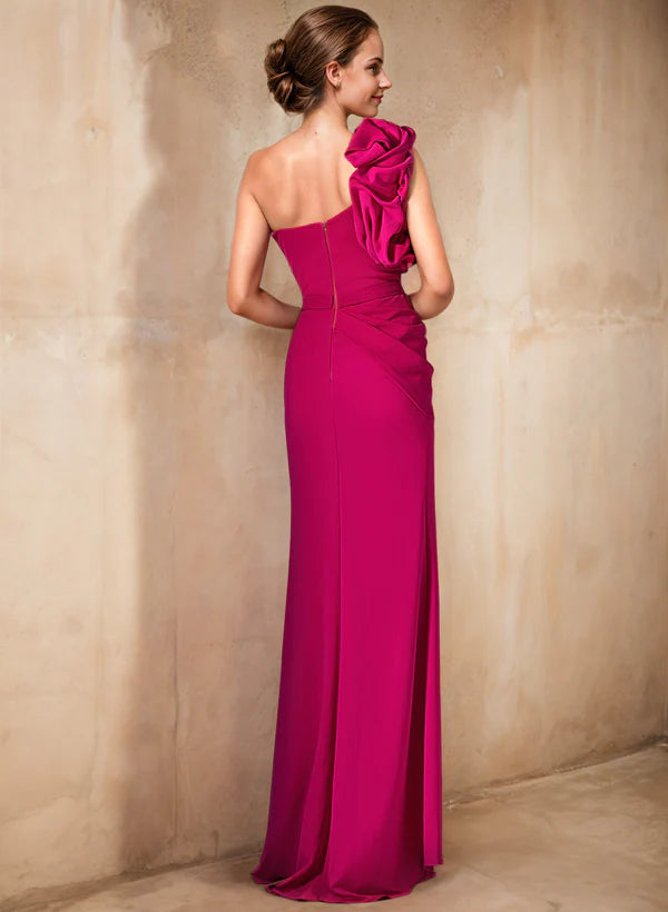 Slim fit/column shoulder split mother of the bride dress