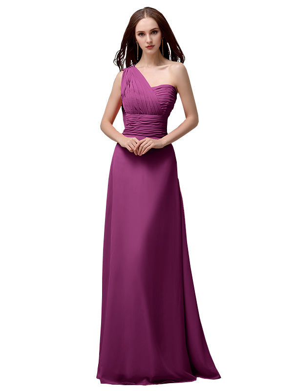 Vestidos de dama de honor únicos, sin mangas, con un solo hombro, sin tirantes, corte A y largo hasta el suelo