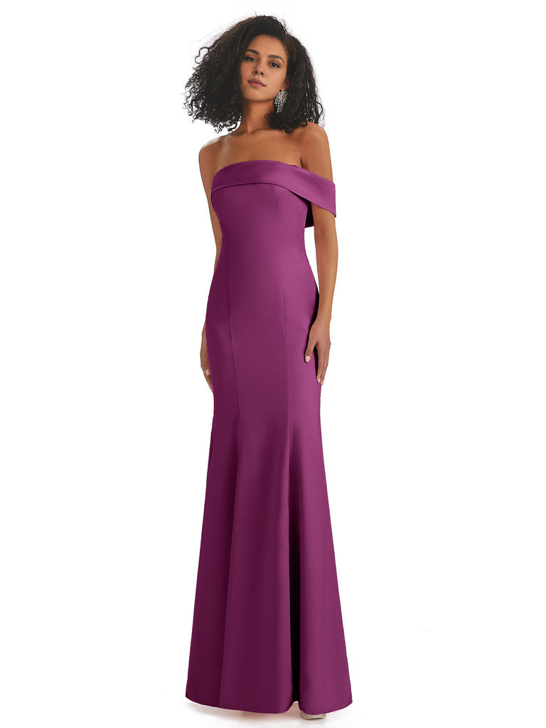 Vestidos de dama de honor de sirena con abertura lateral, sin mangas, de satén suave y sexy, únicos, de un solo hombro