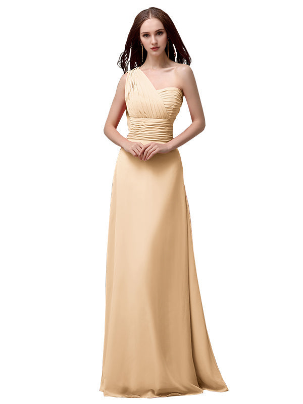 Vestidos de dama de honor únicos, sin mangas, con un solo hombro, sin tirantes, corte A y largo hasta el suelo