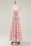 Blushing Pink Chiffon A-Line Floor-Length Bridesmaid Dress